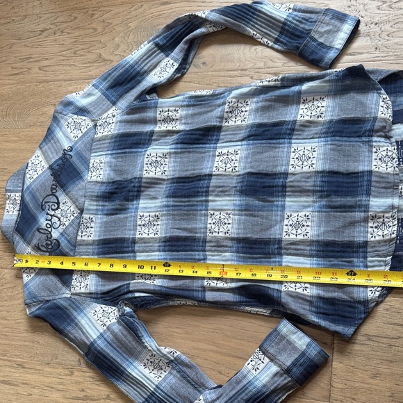 Harley-Davidson Blue and White Checkered Shirt Size Small - Picture 7 of 12